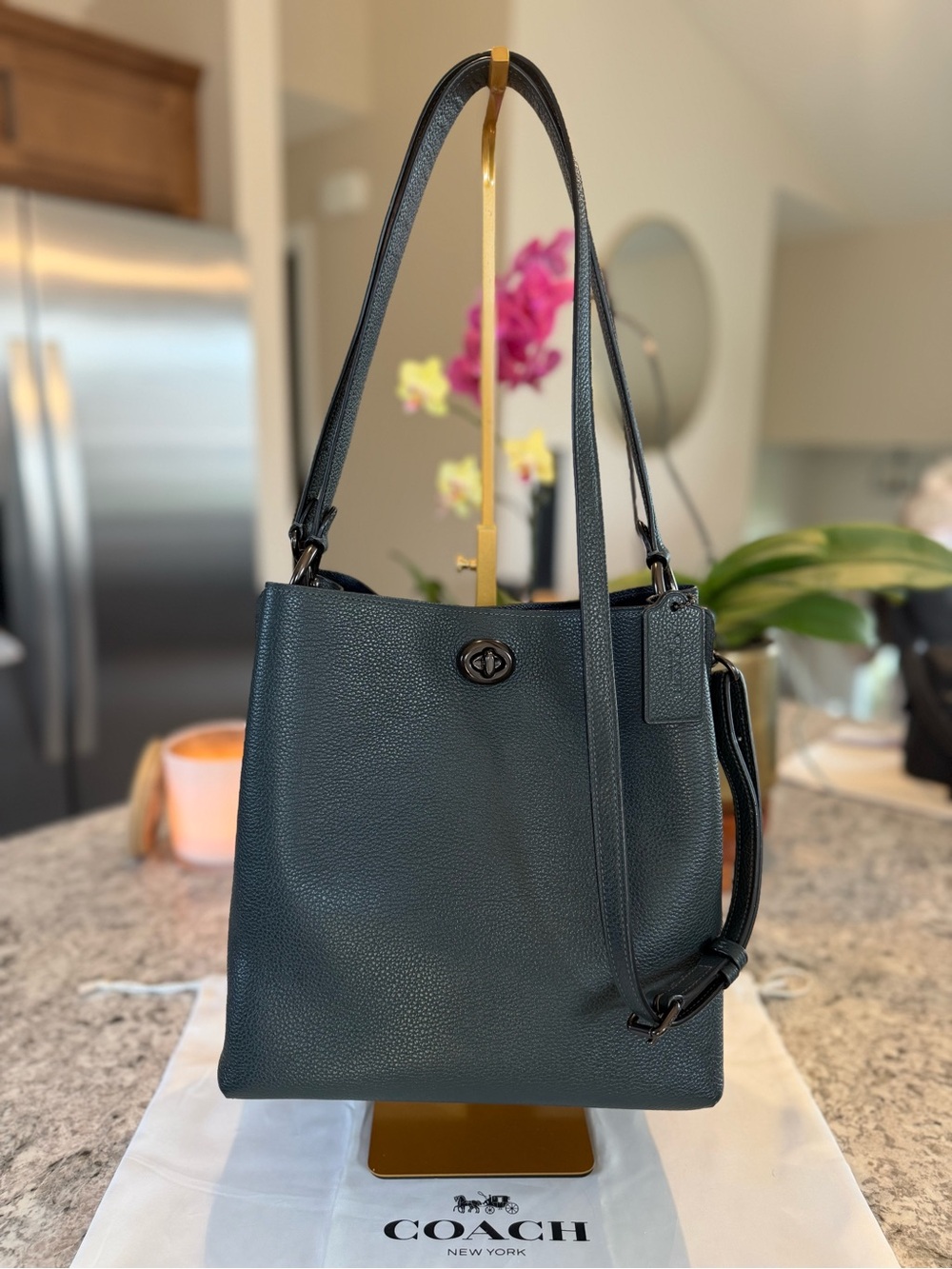 Rare Coach Charlie Bucket Bag In Pine Green & Gunmetal Hardware Style 55200 - Picture 2 of 8